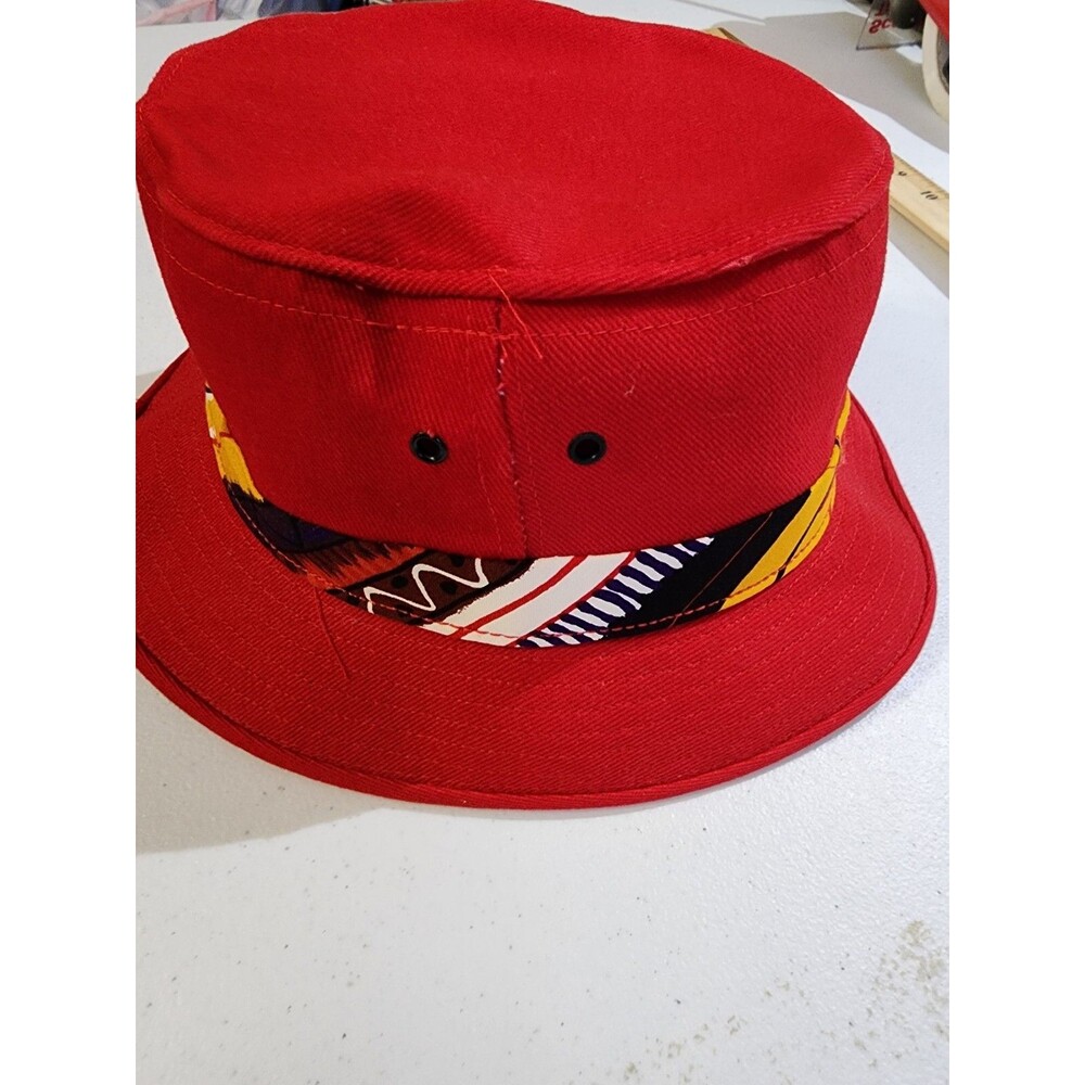 Vintage Bert Pulitzer Red Collectors Edition Bowler Bucket Hat Med Made In USA